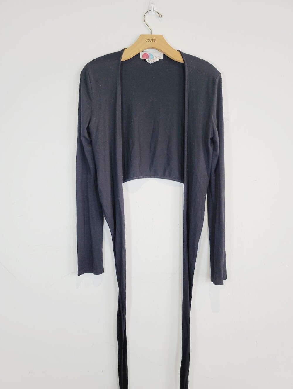 Free People BEACH Black Cropped Long-Sleeve Shrug, Size Small